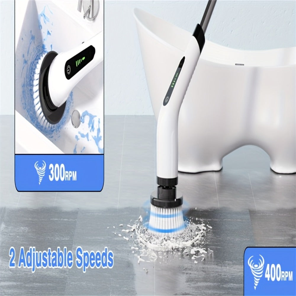 Electric Spin Scrubber Cordless, 7-in-1 Cleaning Brush with 7 Replaceable Heads, Dual Speed Adjustable, USB Rechargeable, Detachable Telescopic Handle for Bathroom Tile Kitchen Tub - product image 2