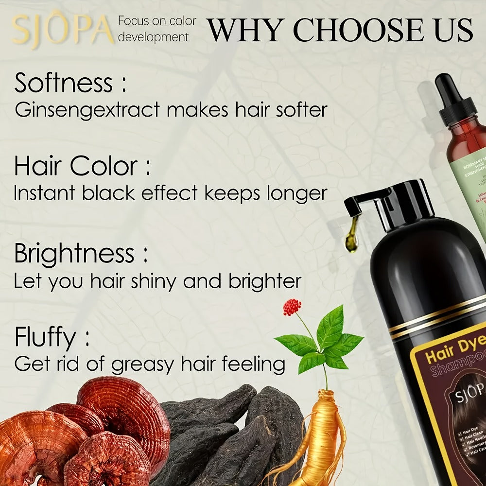 Hair Dye Kit 3-in-1 Color Shampoo with Rosemary Oil 500ml - Natural Safe No Ammonia Quick Coloring Gray Coverage Gentle on Skin Unisex Black Brown Red Purple Silver 12 Shades - product image 20
