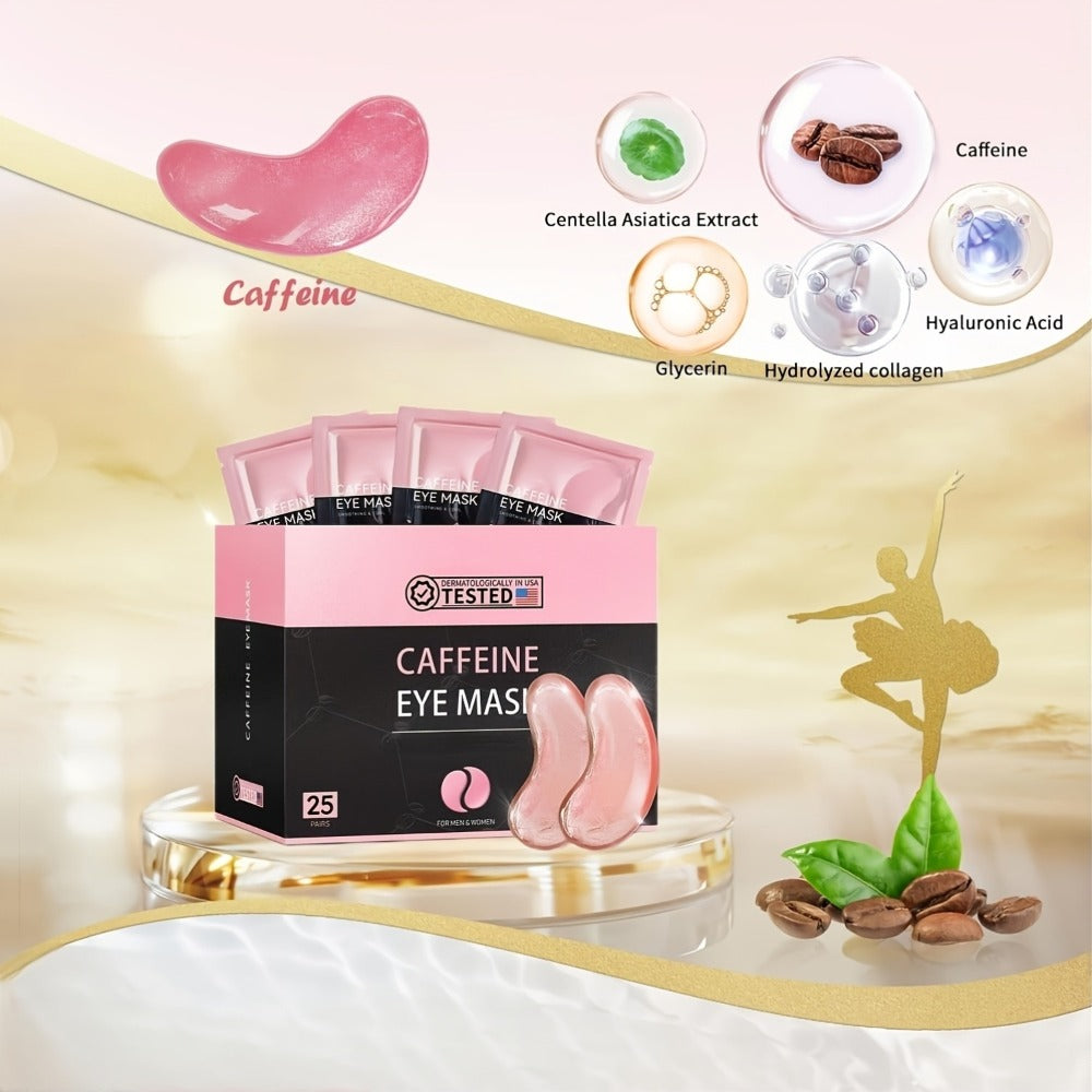 Caffeine Under Eye Patches 25 Pairs – Collagen Gold Eye Mask Reduces Dark Circles Puffiness Eye Bags Fine Lines Anti-Wrinkle Hydrogel Hydrating All Skin Types Spa Skincare Gift 20  - product image 7