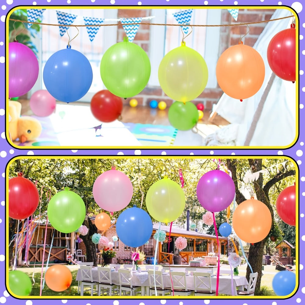 Punch Balloons for Kids 48 Pack | Neon Bouncing Balloons with Elastic Rubber Band for Birthday Party Favors, Carnival Prizes, Goody Bag Stuffers, Halloween & Easter Basket Fillers