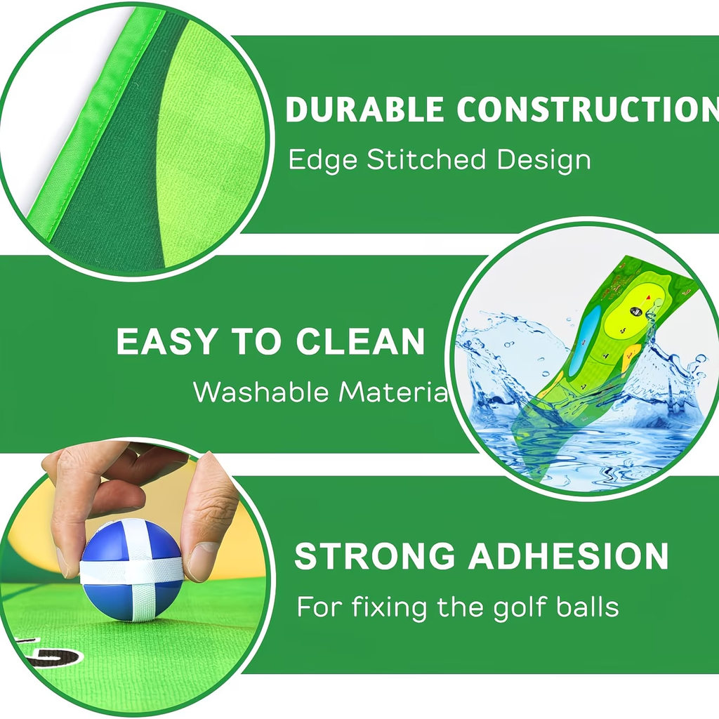 Golf Chipping Game Mat Set for Adults – Indoor Outdoor Golf Game Equipment with 12 Sticky Balls, 4 Ground Stakes, Score Card & 2 Storage Bags, Fun Golf Game for Home Backyard Office