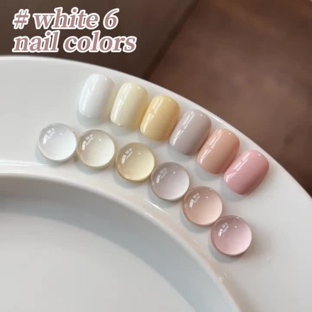 Gel Nail Polish Set 6 Colors White Shades Gentle White Collection - Milk Tea Cherry Blossom Pink Soak Off UV LED Long Lasting Spring Summer Nail Art Gel Polish for Women Salon Home - product image 11