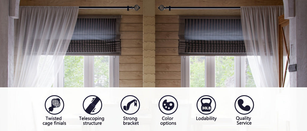 Black Adjustable Curtain Rod Heavy Duty Farmhouse Decorative Drapery Rod for Bedroom Living Room Kitchen Patio 4 Sizes Easy Install - product image 11