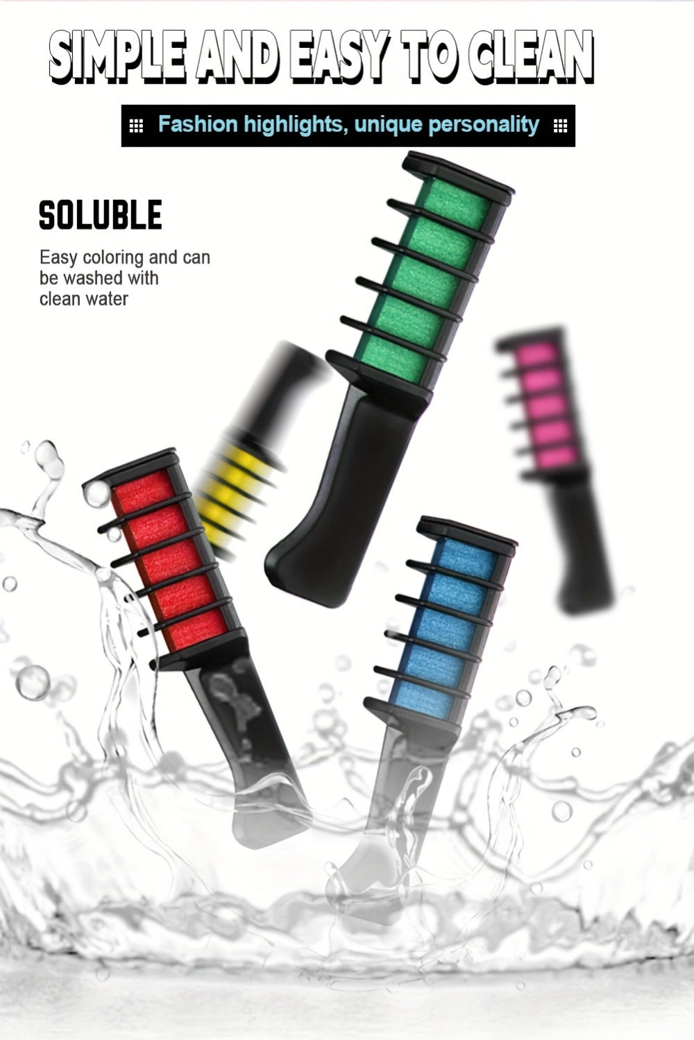 Temporary Hair Chalk Comb Set 14 Colors — Washable Hair Color Sticks with Plant-Based Squalane & Glycerin, Vibrant Streaks for Parties, Halloween, Festivals & Cosplay, Safe for All - product image 13