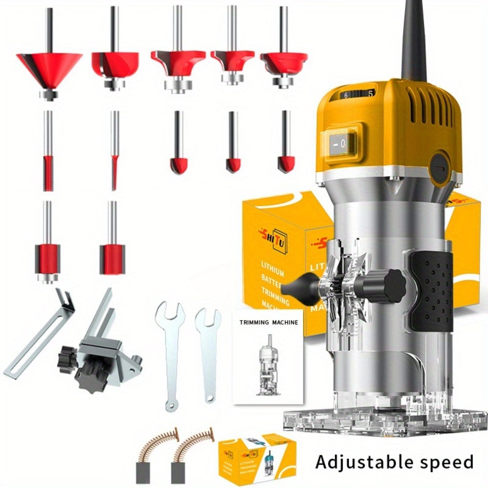 Wood Router 800W Trim Router for Woodworking - 35000RPM Electric Router with Edge Guide, Roller Guide, 6-Speed Adjustment for Precise Trimming, Profiling & Milling - product image 10