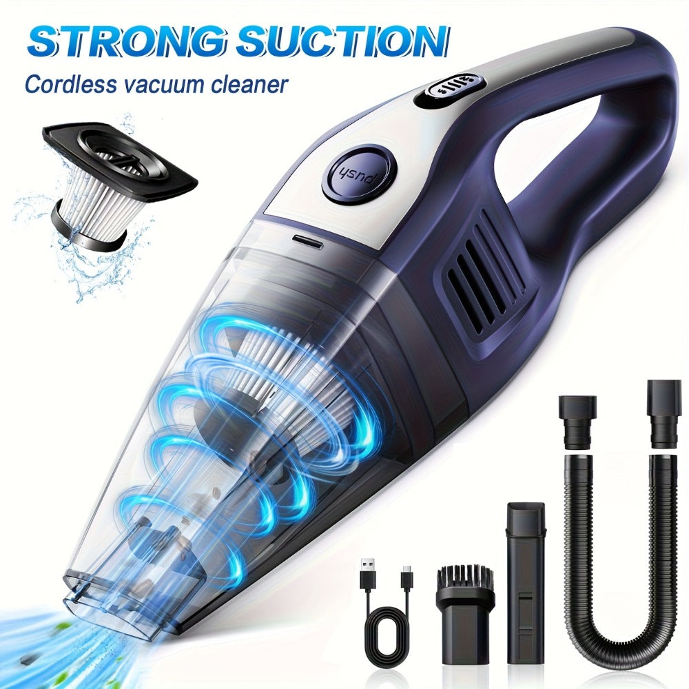 Handheld Cordless Vacuum Cleaner with Powerful Suction – Portable USB Rechargeable Mini Vacuum with Multiple Accessories for Car, Home, Office & Tight Spaces - product image