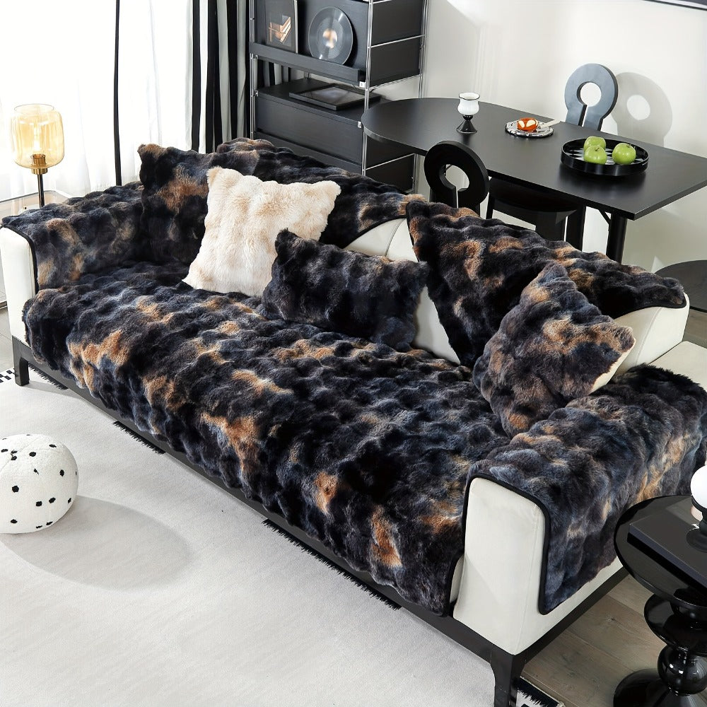 Plush Sofa Cover Faux Lamb Thick Fluffy Couch Slipcover Pet Friendly Machine Washable Gradient Color Polyester Furniture Protector for Armchair Single Double Triple Sofa Living Roo - product image 11