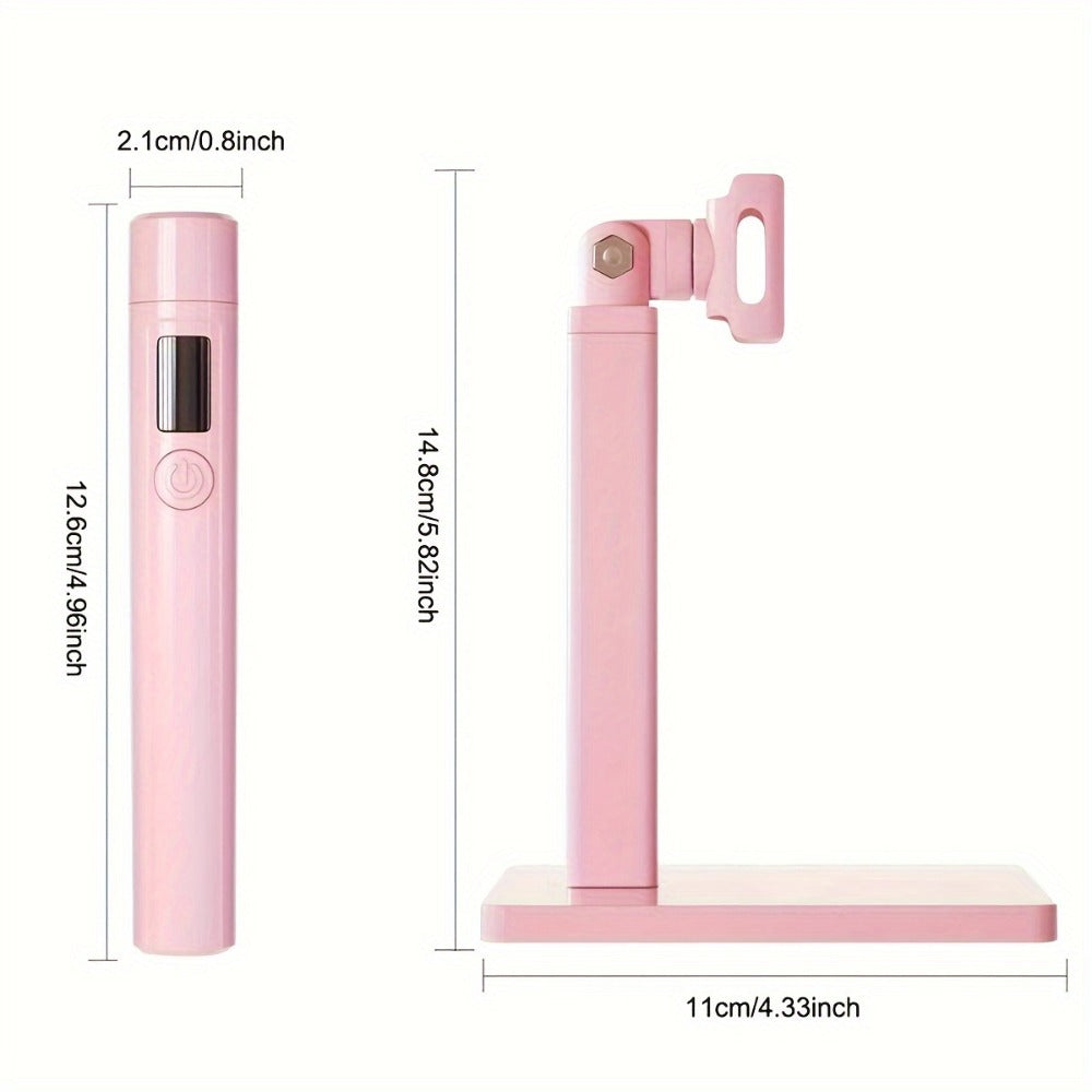 Gel Nail Lamp 360° Rotating Head with Digital Timer 45s/60s & Bonus Nail Stamp – USB Powered LED Gel Polish Curer with Condenser Lens for Home Manicure & Nail Art, White Pink - product image 4