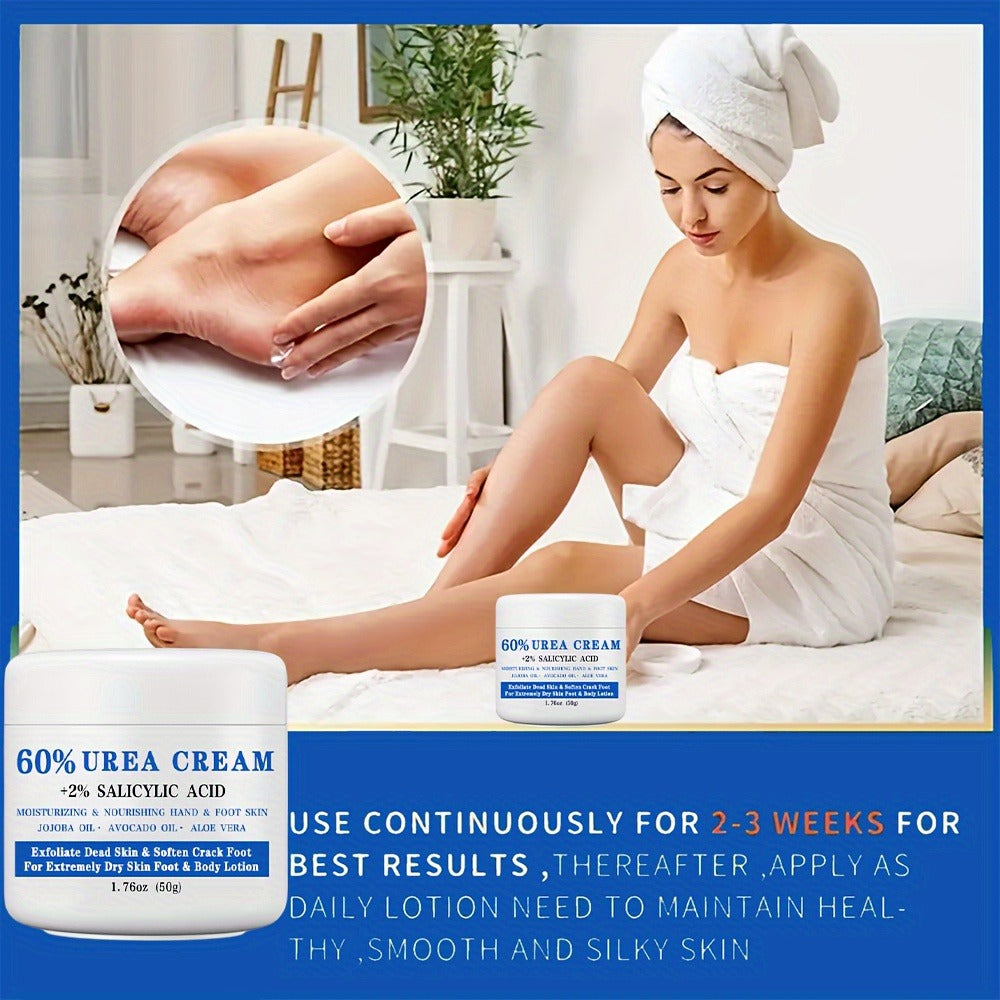 Urea Foot Cream 60% with 2% Salicylic Acid Deep Moisturizing Exfoliating Heel & Hand Lotion – Softens Dry Cracked Skin, Jojoba & Avocado Oil, Hypoallergenic 1.76oz - product image 8