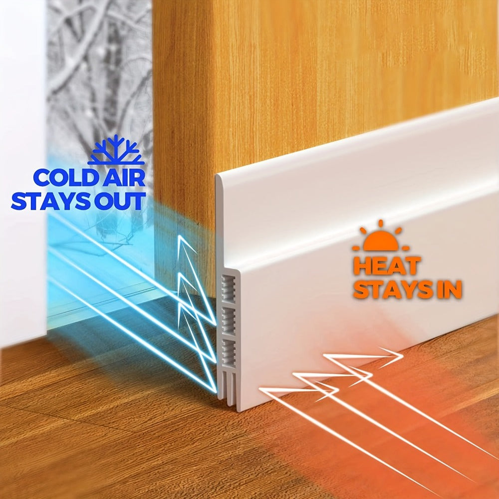 Door Draft Stopper Silicone Under Door Sweep Weather Stripping 39 Inch Strong Adhesive 3-Layer Sound Insulation Noise Blocker Energy Saving Seal for Indoor Outdoor Doors White Blac - product image 2