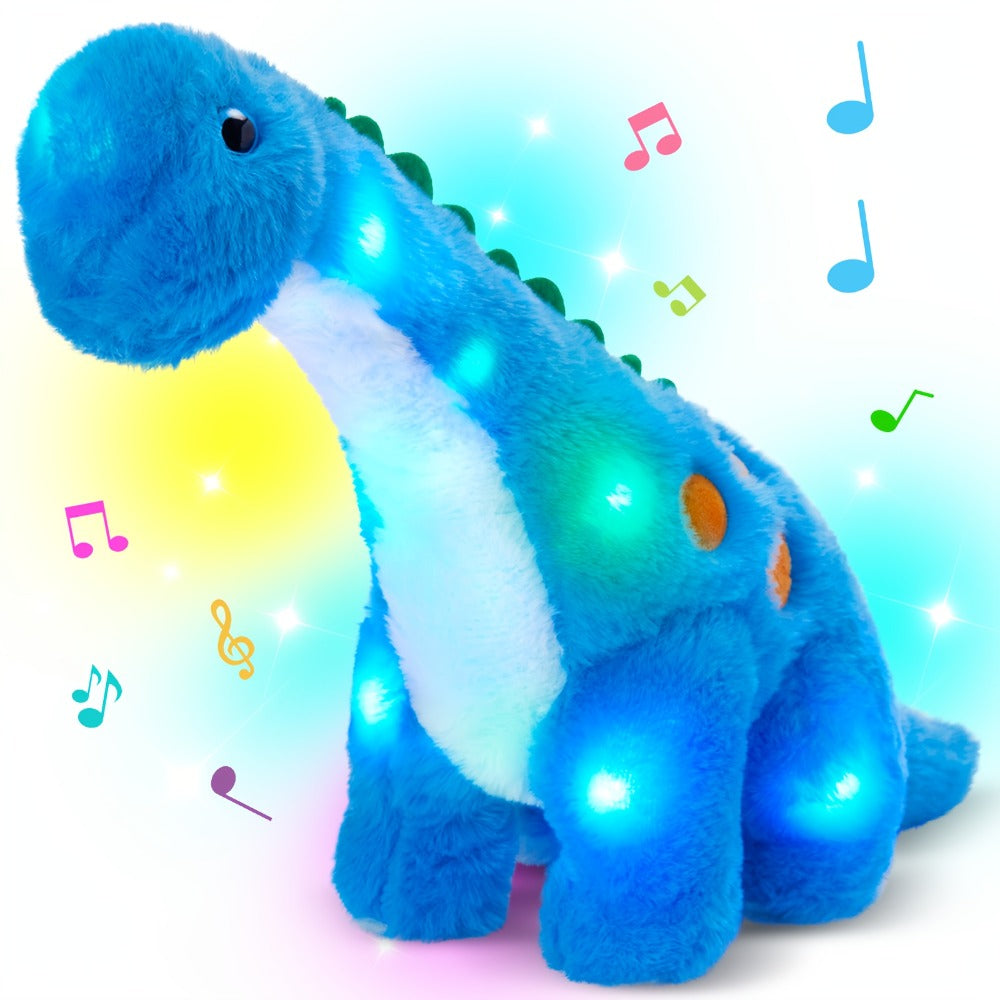 Dinosaur Stuffed Animal Plush Glowing Blue Dino with Music LED Light Up Soft Toy Glow in the Dark Birthday Gift for Kids Boys Girls Dinosaur Lovers for Home - product image