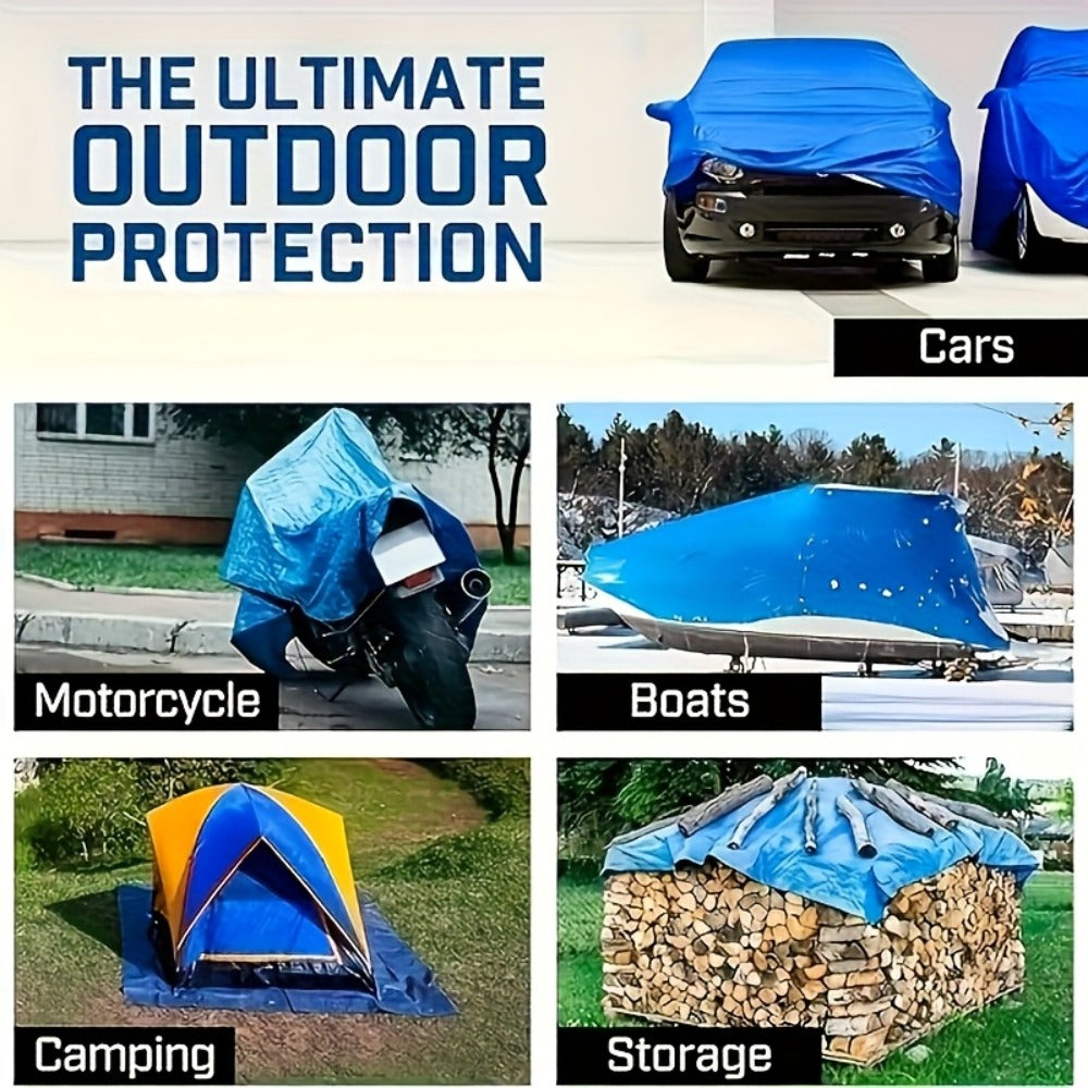 Heavy Duty Tarp Waterproof UV Resistant Tarpaulin – Thickened PE Double-Sided Blue Orange Rainproof Sun Shade Cover with Grommets & Rope for Outdoor Camping Garden Vehicle Boat Pro - product image 13