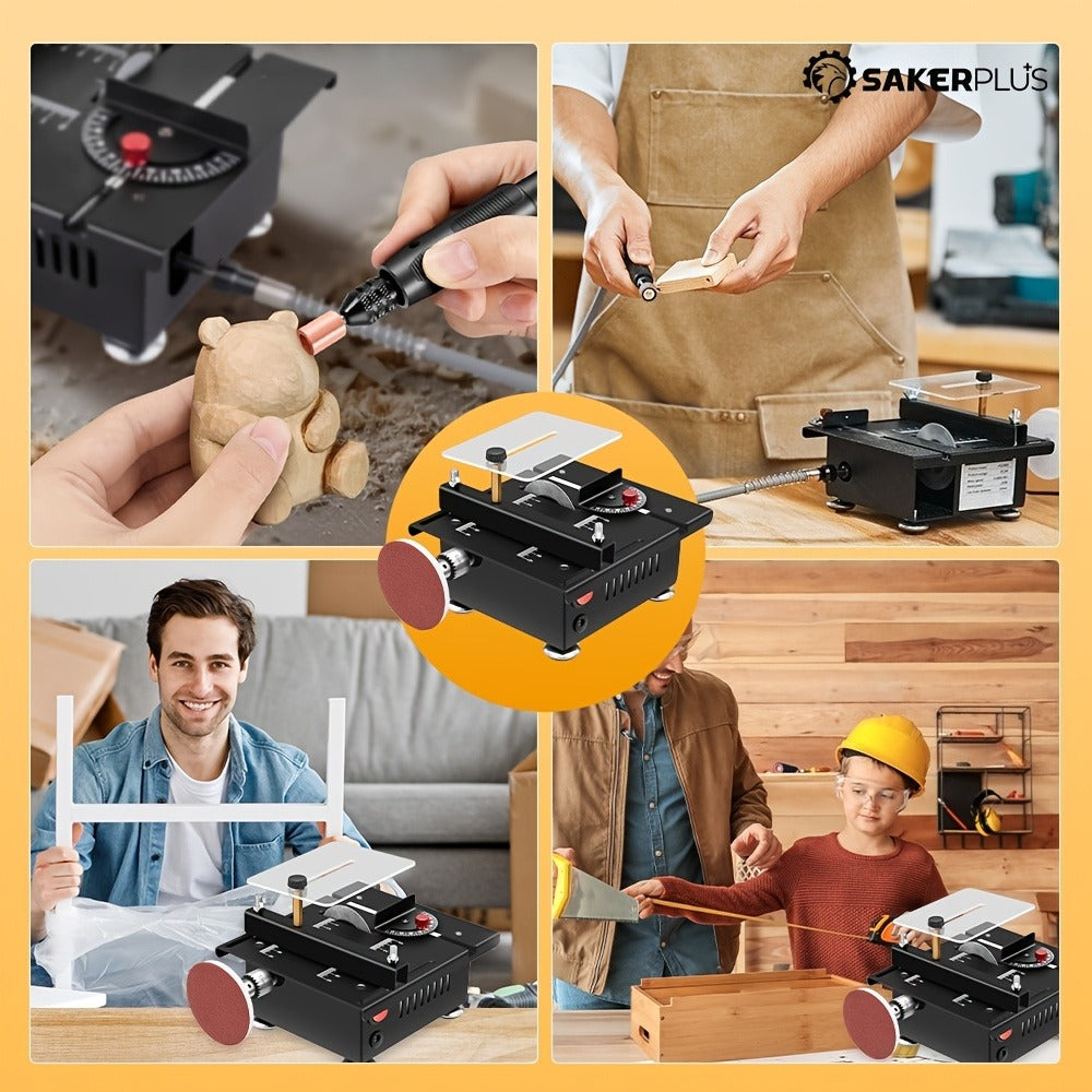 SakerPlus Mini Table Saw - 120/136pcs Multifunctional Portable All-in-One Machine, 7-Speed Adjustable, Cutting Sanding Carving Drilling for Metal, Wood & Aluminum, DIY Power Tool G - product image 9
