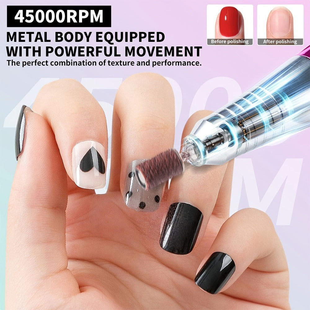 45000RPM Cordless Nail Drill Machine – Rechargeable Professional Electric Efile for Acrylic & Gel Nails | Variable Speed Nail Drill for Manicure, Pedicure, Shaping & Polishing, Sal - product image 5