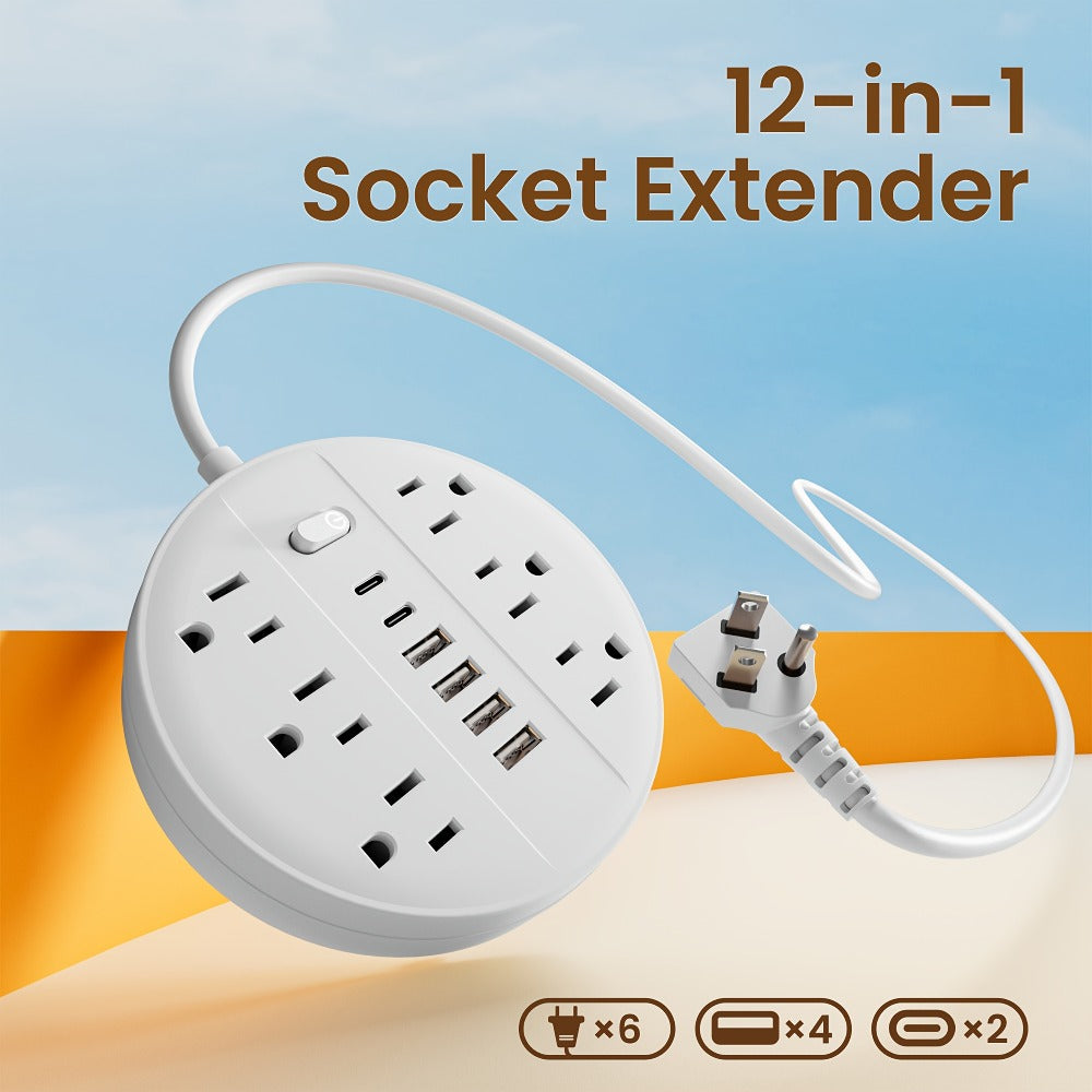 Surge Protector Power Strip 12-in-1 with 6 AC Outlets 4 USB-A 2 USB-C Flat Plug Wall Mount Overload Protection Desk Charging Station for Home Office Travel - product image 2