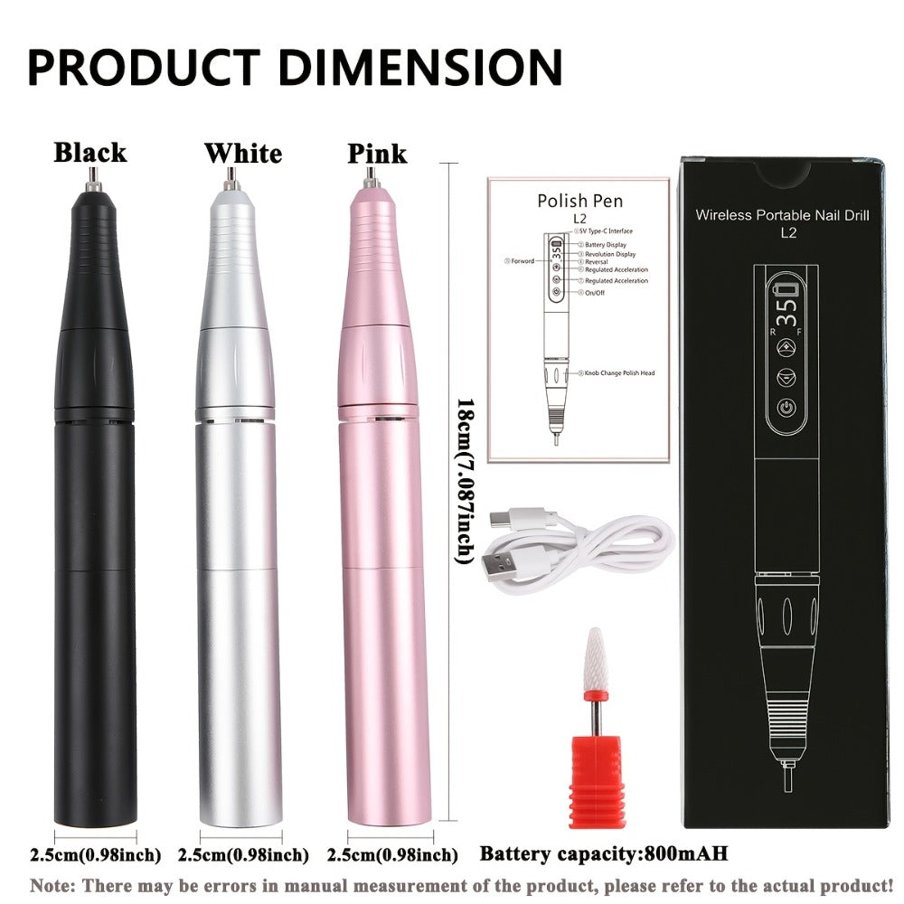 35000RPM Electric Nail Drill Rechargeable – Portable USB-Powered Low Noise Nail Efile for Manicure & Pedicure | Professional Cordless Nail Drill for Acrylic & Gel Nails, Gift for W - product image 6