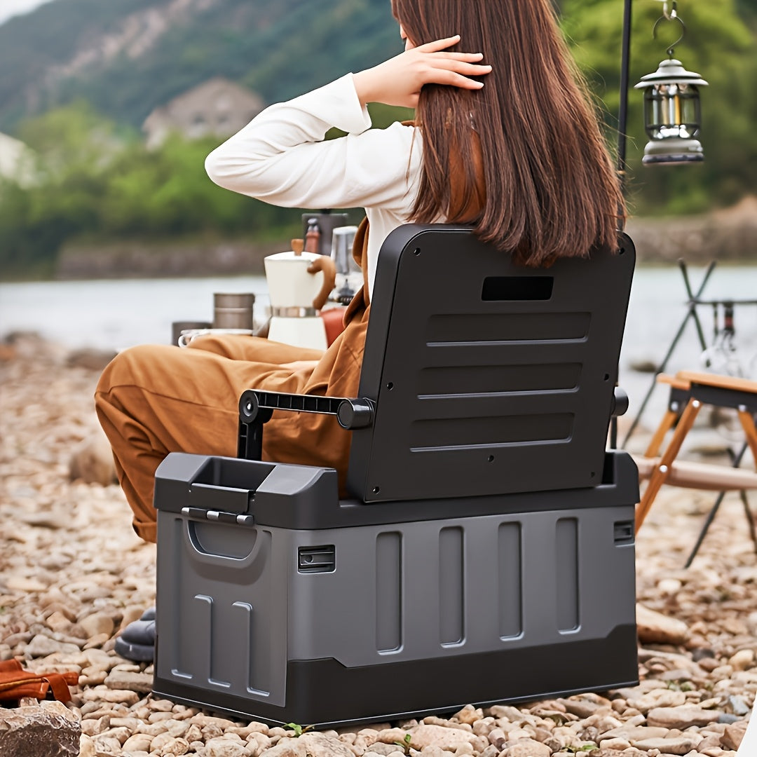 Foldable Outdoor Fishing Seat, Lightweight Ergonomic Design for Hiking, Travel, Car Trips & Outdoor Adventures, Optional Waterproof Bag Included – Portable Camping Stool with Backrest & Storage Compartments