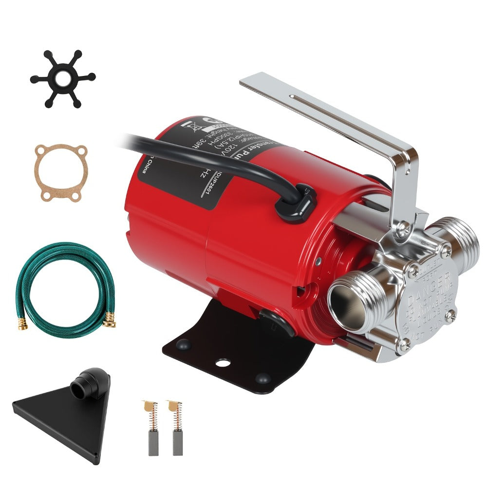 Portable Electric Water Pump 330 GPH – 1/10 HP 120V Heavy Duty Utility Pump with Hose, High-Flow Water Transfer Pump for Pool Drain, Flood Removal, Sump, Aquarium & Household Water - product image