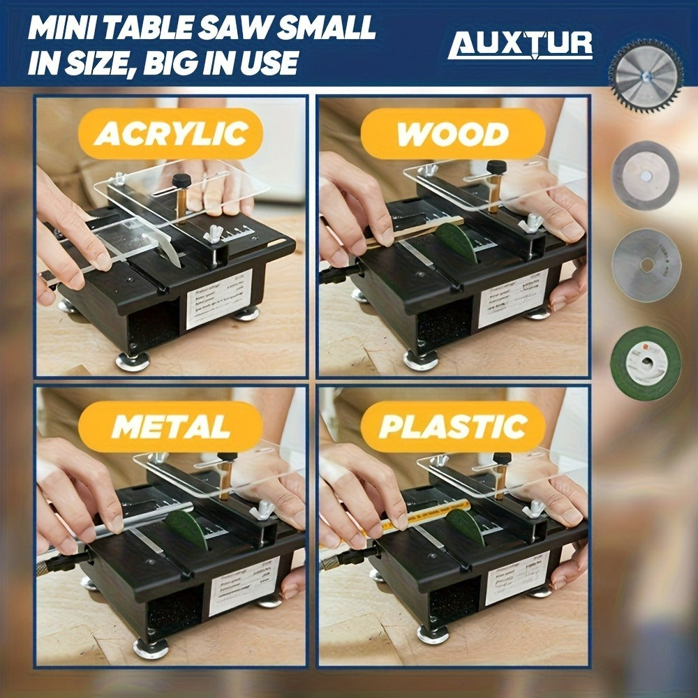 Mini Table Saw Multifunctional Desktop Cutting Machine – 100W Motor, 7-Speed Adjustable, 0–90° Angle Cut, 4 Saw Blades Included, Portable DIY Table Saw for Wood, Metal, Plastic, PC - product image 10