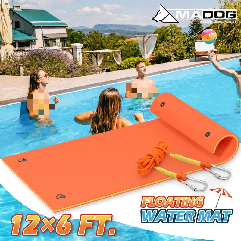 3-Layer Tear-Resistant Giant Lake Lily Pad, High-Visibility, Bungee Tether Included for Pool River Ocean Outdoor Water Recreation – Floating Water Mat 12x6ft