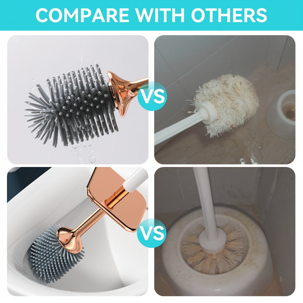 Toilet Brush and Holder Set Ergonomic - Odor Resistant Easy Clean Deep Scrub Bathroom Toilet Brush with Caddy Stand Hygienic Storage | Black | Bathroom Essentials Home Cleaning Acc - product image 6