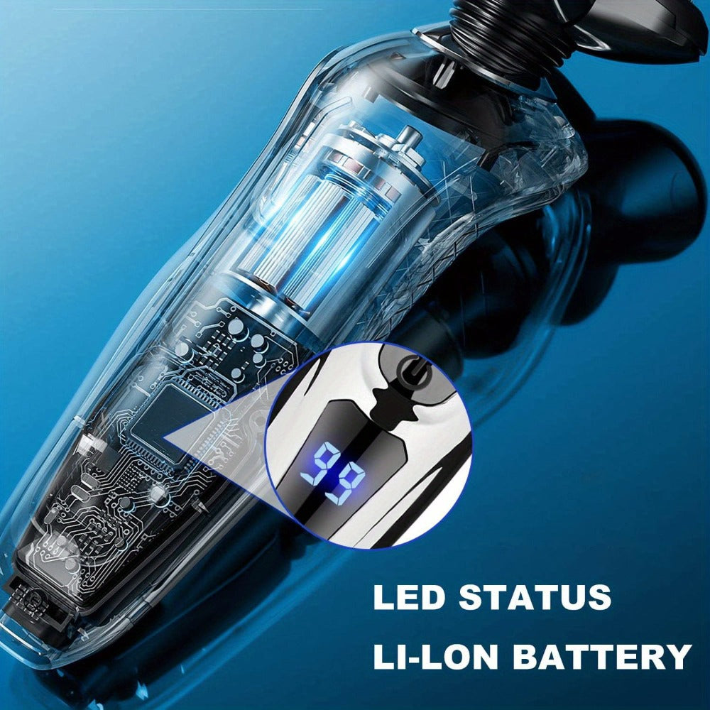 Electric Shaver for Men 3-in-1 Cordless Rechargeable 360° Floating Rotary – Beard Trimmer, Nose Hair Trimmer & Face Shaver with LED Display, 90-Min Battery & USB Charging, Black - product image 8