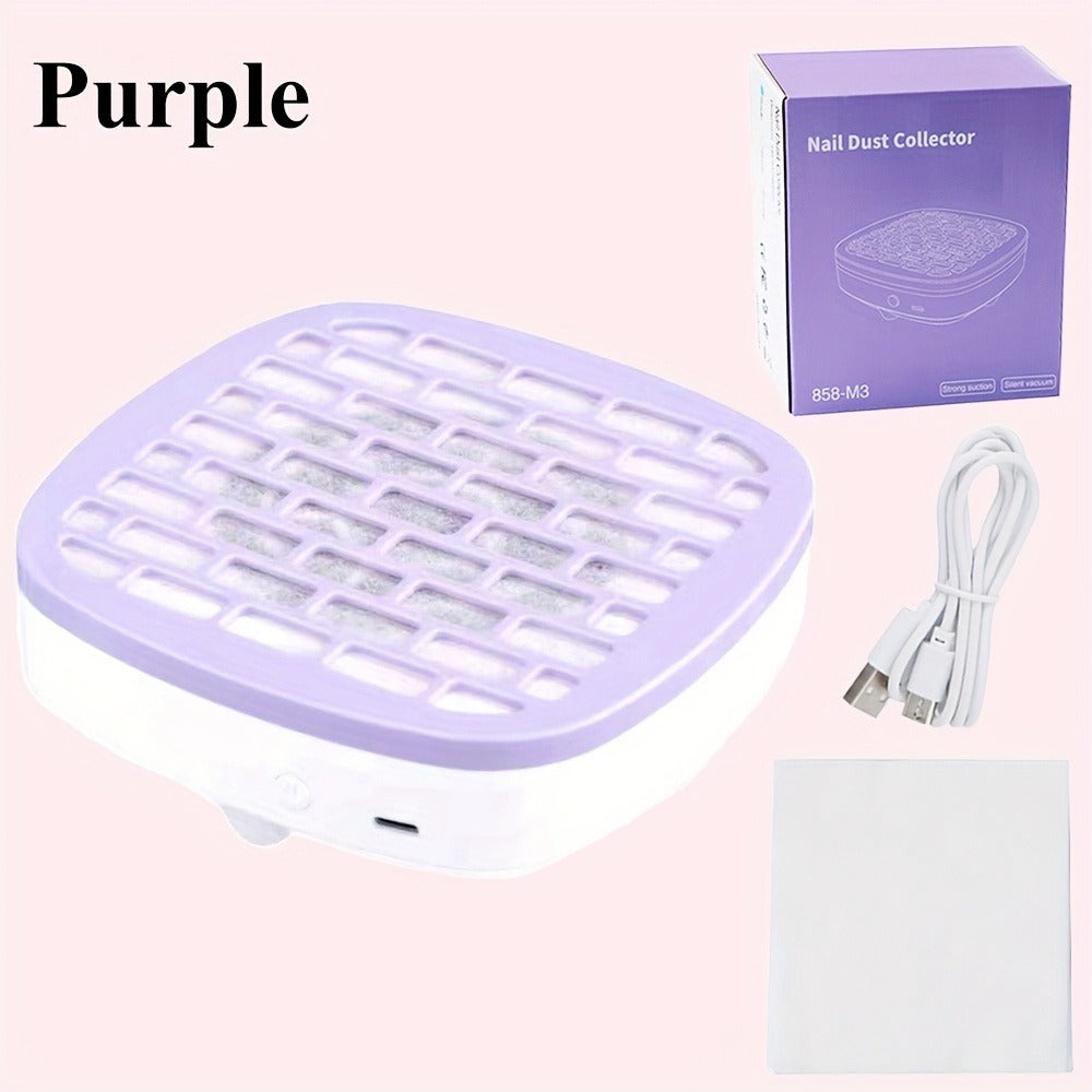 Nail Dust Collector Desktop USB Electric Nail Vacuum Fan Powerful Suction Powder Removal Machine with Filter for Manicure Nail Drill Salon Home Use White Pink Blue Purple - product image 9