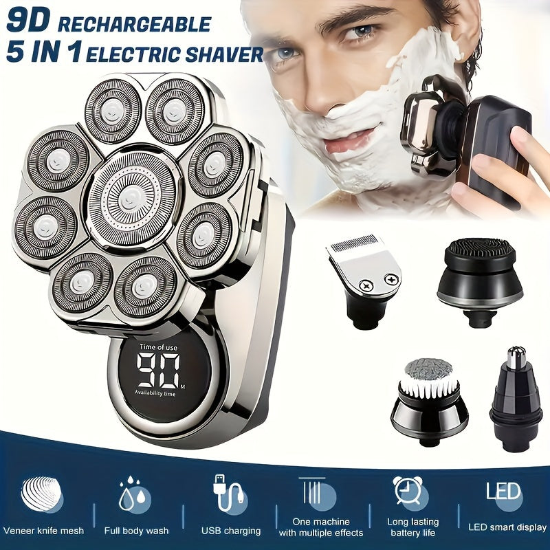 9D Electric Head Shaver for Bald Men – 5-in-1 Cordless Rechargeable Bald Head Razor & Grooming Kit for Home and Travel - product image 18