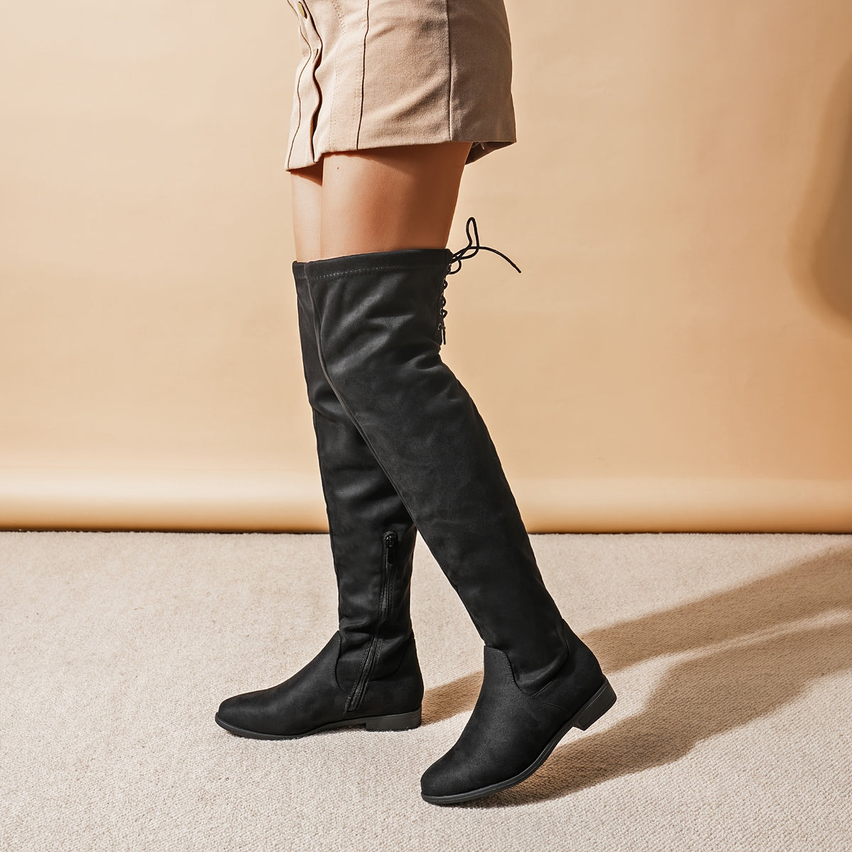 Women's Over The Knee High Low Block Heel Riding Boots Autumn Winter Boots Knee High Women's Boots Christmas Halloween Holiday Party Gifts Warm Stylish Round - product image 4