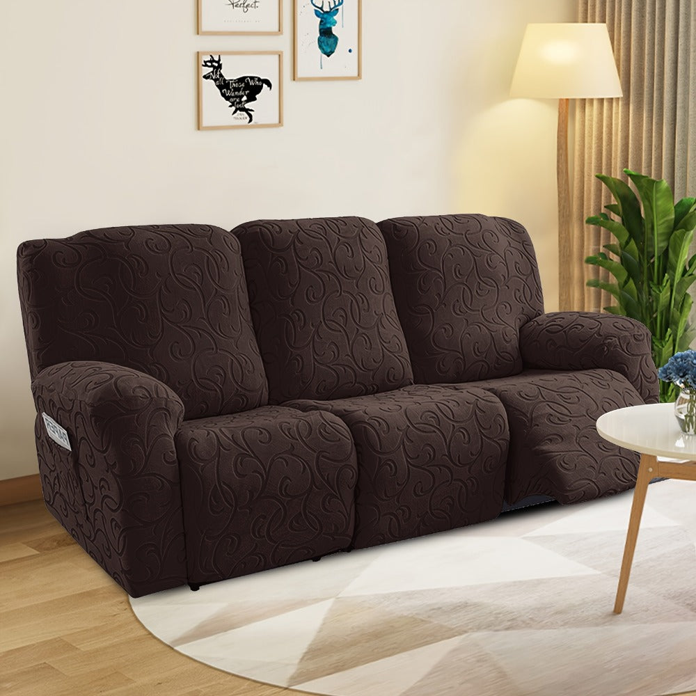 Chenille Recliner Sofa Cover 3 Seater High Stretch Thickened Hooked Fabric - Machine Washable Wear Resistant Couch Slipcover | Sand Color Light Grey Chocolate | Living Room Bedroom - product image 7