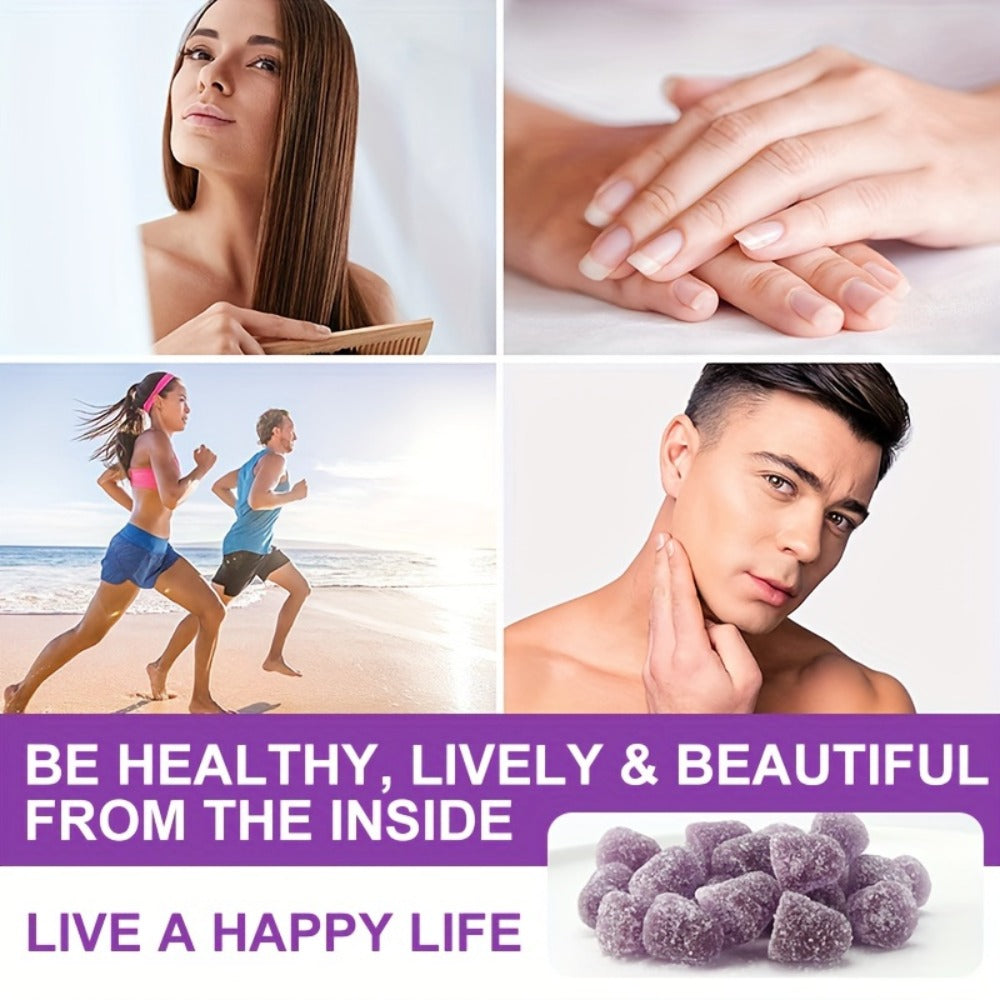 Biotin Gummies 12000mcg — with Collagen, Keratin, Chlorophyll, Zinc & Vitamins A B6 B12 C D E | Hair, Skin & Nail Support for Women & Men | 60 Gummies - product image 4