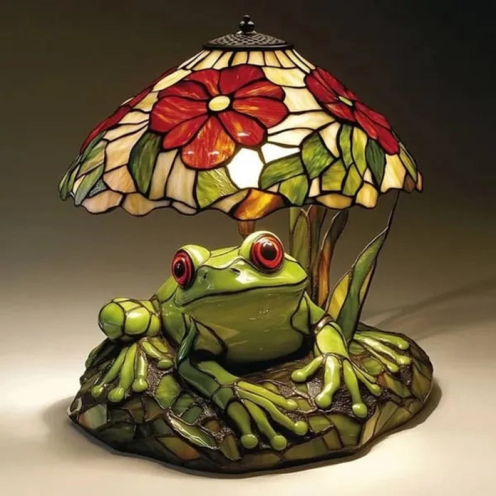 3D Frog Table Lamp Floral Painted Flower Night Light Warm Ambiance Home Decor Bedside Office Desk Study Decor Wedding Birthday Holiday Gift Cute Room Decor - product image