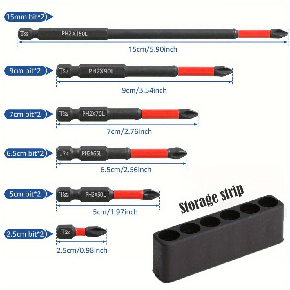 Impact Screwdriver Bits S2 Steel Anti-Slip, Magnetic Phillips Cross Drill Bit Set with Anti-Slip Teeth & High Hardness Tungsten Steel, Power Tool Bits for Home Repair, Bicycle, Fur - product image 4