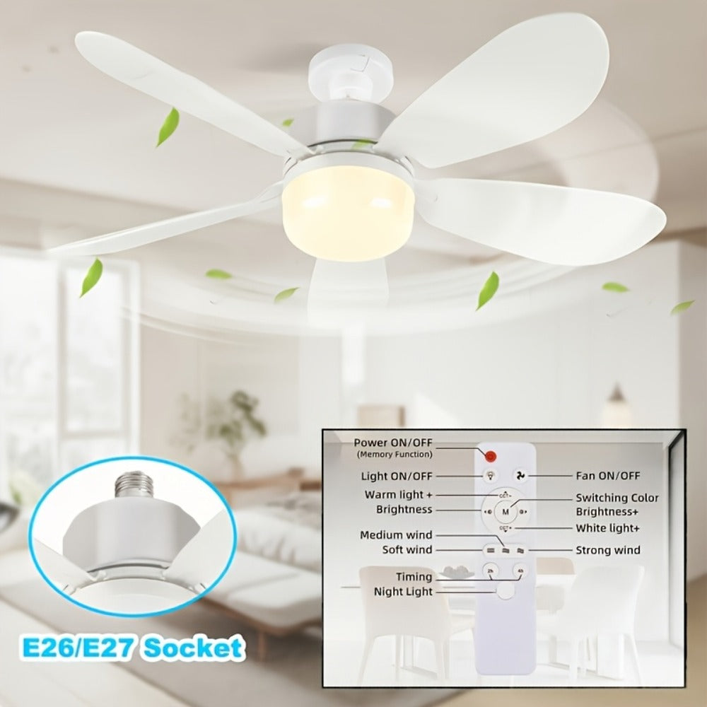 Ceiling Fan with Light and Remote Control | 5-Blade 20 Inch 3-Speed 3-Color Dimmable LED Fan Light | Timing Mute E26/E27 Screw-In Easy Install for Kitchen Living Room Bedroom - product image 8