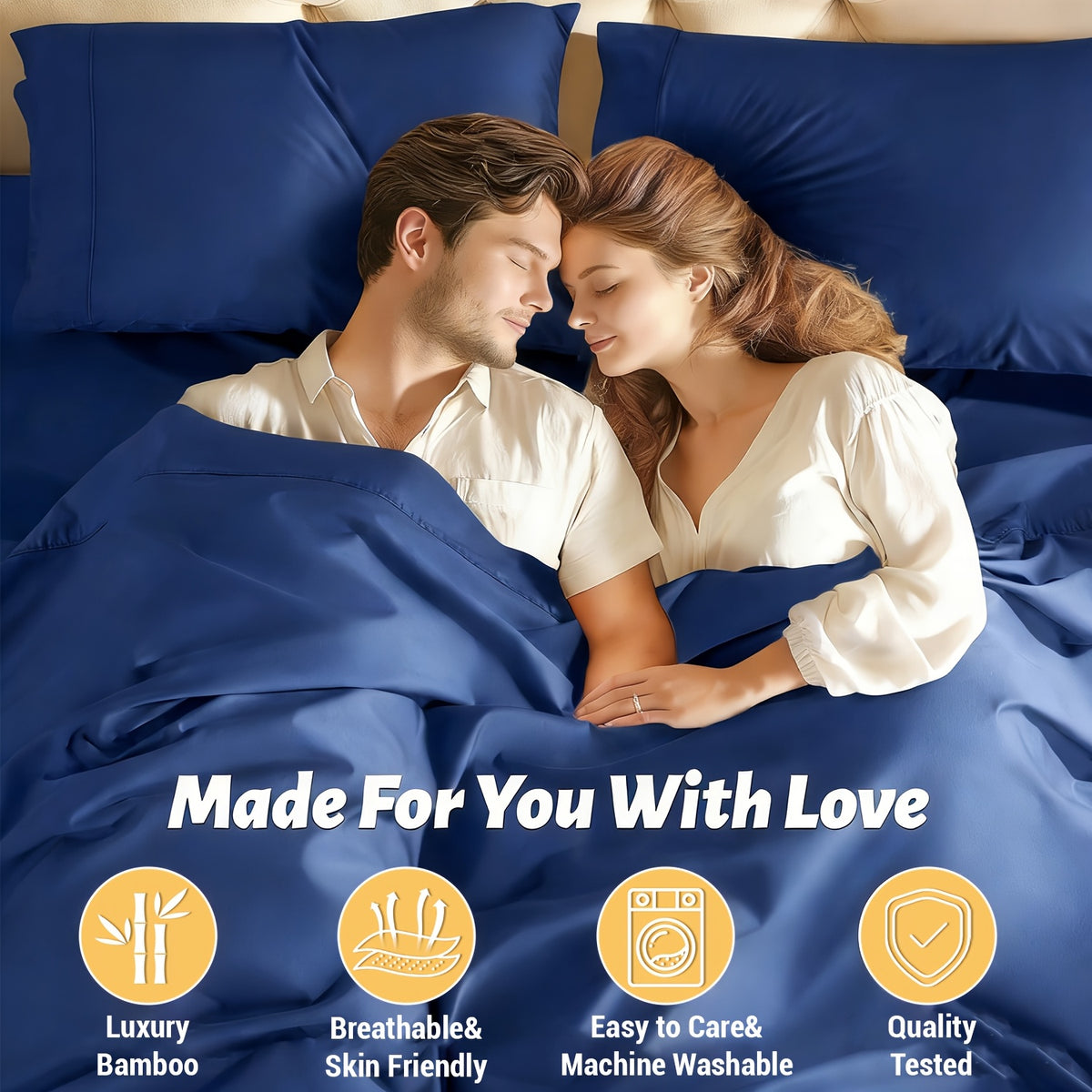 Extra Deep Pocket Bamboo Sheets - 6 pcs Breathable & Cooling Bamboo Bed Sheet Set, Hotel Luxury Fitted Sheet Set, Soft Wrinkle-Free for Extra Deep Mattresses - product image 2