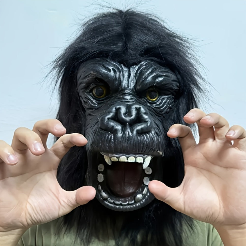 Black White Animal Costume Mask for Adults Halloween Costume Parties Cosplay Prank Photo Prop Birthday Gift Durable | Elephant Monkey Latex Full Head Mask Realistic