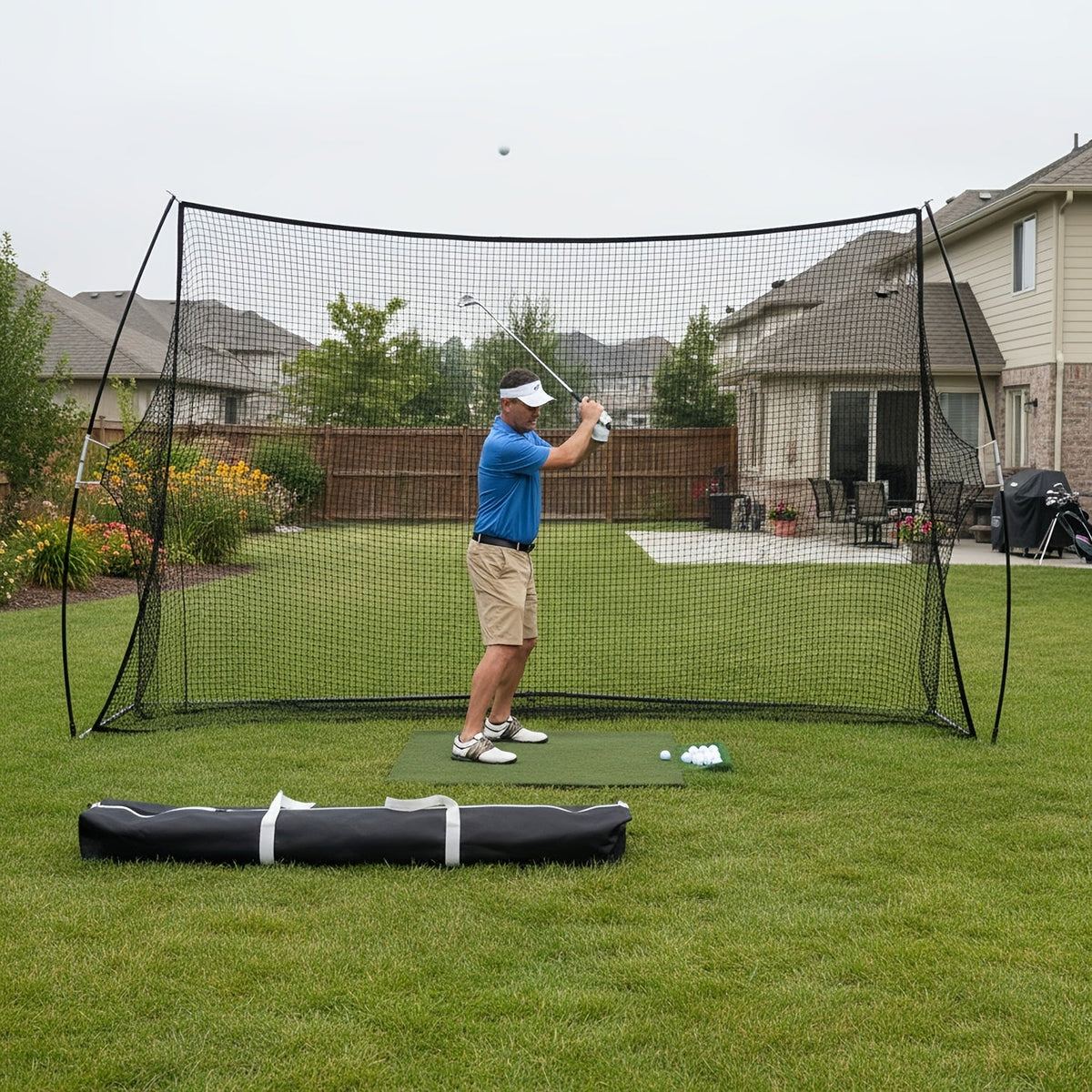 Golf Practice Net with Target & Swing Guide – 7x10 FT & 7x7 FT Driving Range Training Net, Hassle-free Assembly, Indoor Outdoor Use, Professional Golf Training Aid for Backyard Home