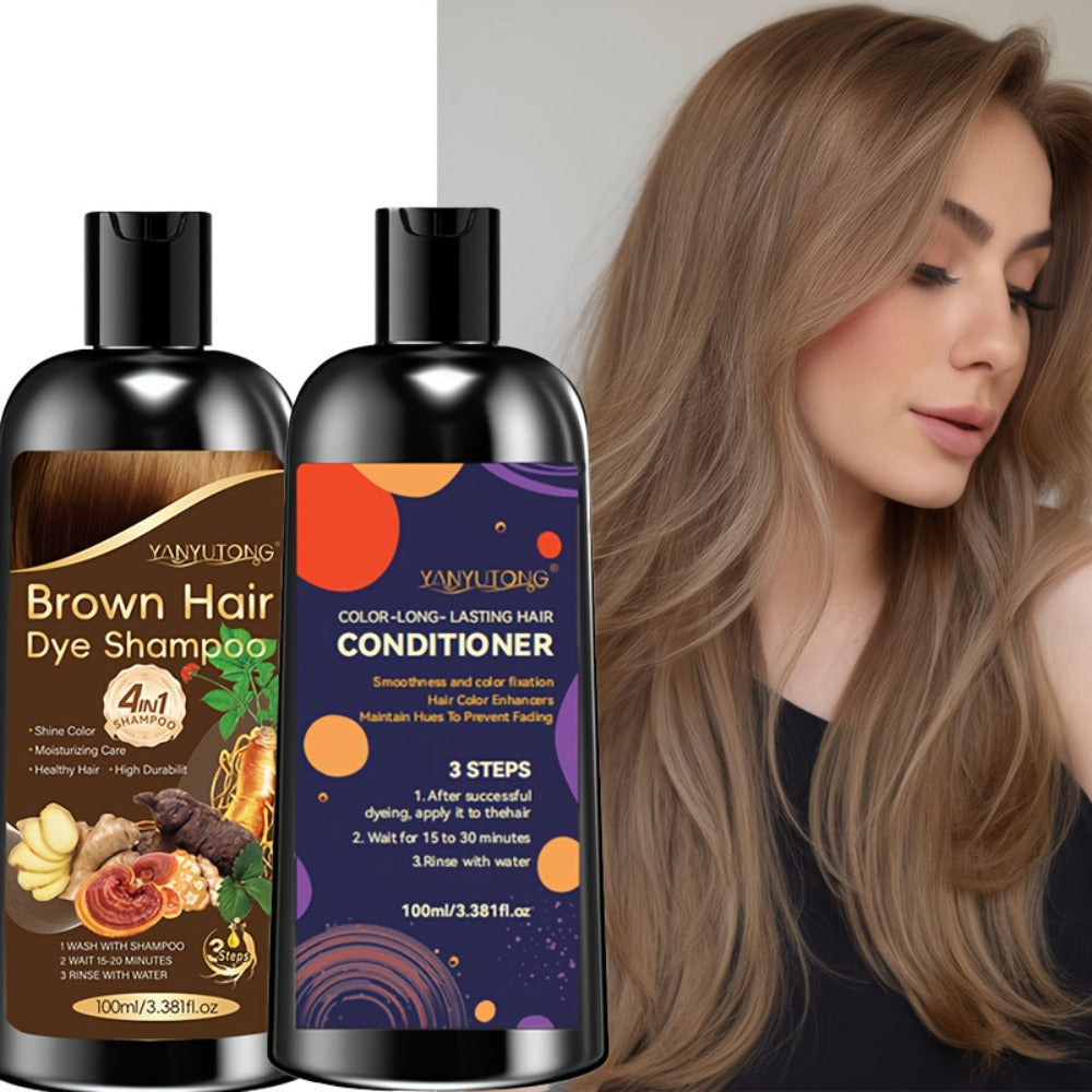Gray Hair Coverage Shampoo and Conditioner Set — 4-in-1 Hair Dye with Ginger & Herbal Extracts, Long-Lasting Color for Women & Men, Gentle Moisturizing Formula, 3 Shades Available - product image 9