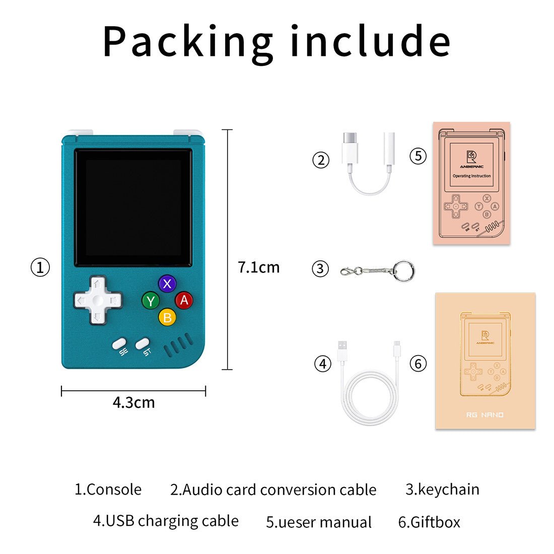 Aluminum Linux 1.54" IPS 10 Emulators MP3 Clock 75g 3 Colors – Anbernic RG Nano Keychain Mini Retro Handheld Game Console - product image 9