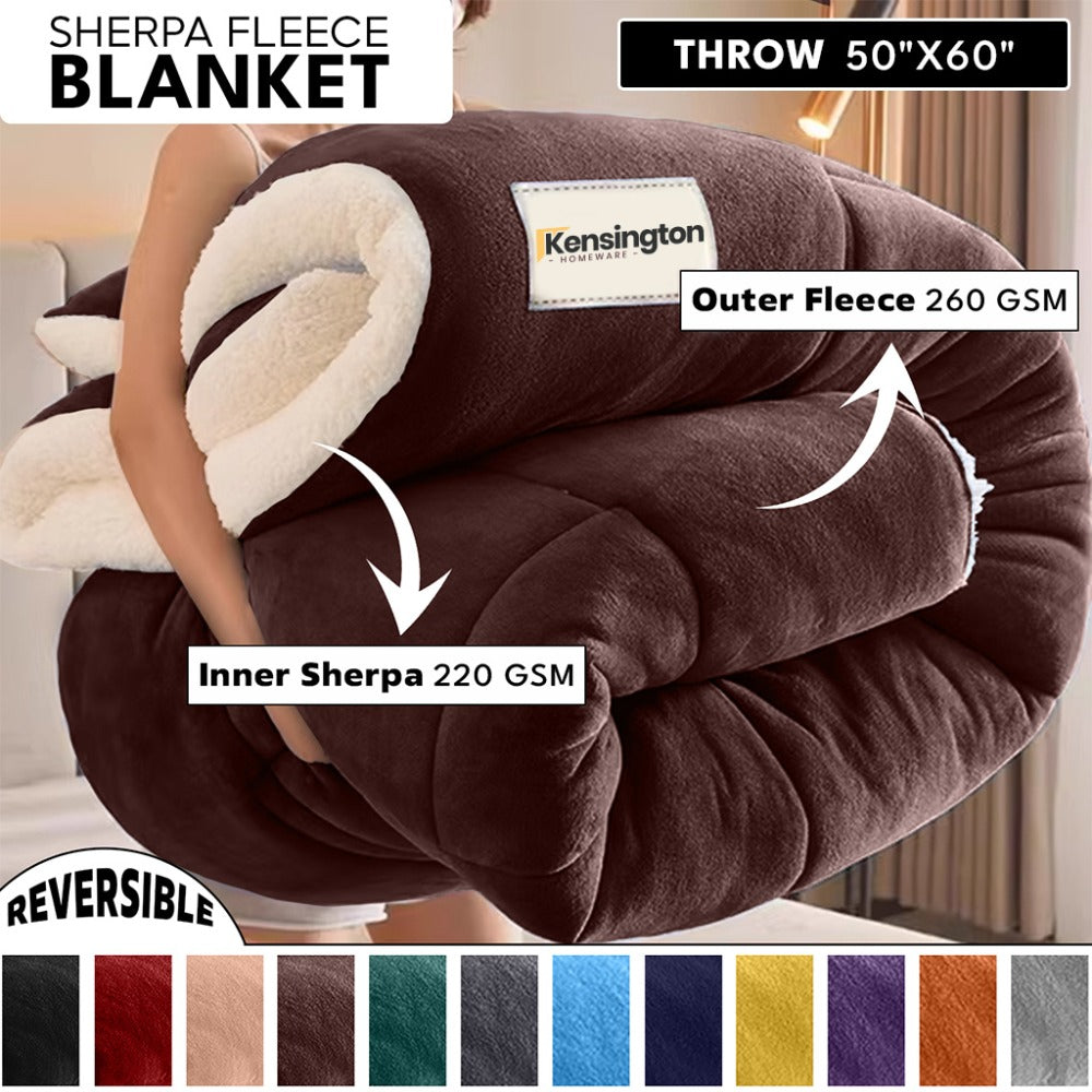 480GSM Sherpa Fleece Blanket – Double-Sided Heavy Warm Throw for Couch, Bed & Travel, Reversible All Season, 13 Colors, 3 Sizes - product image 13