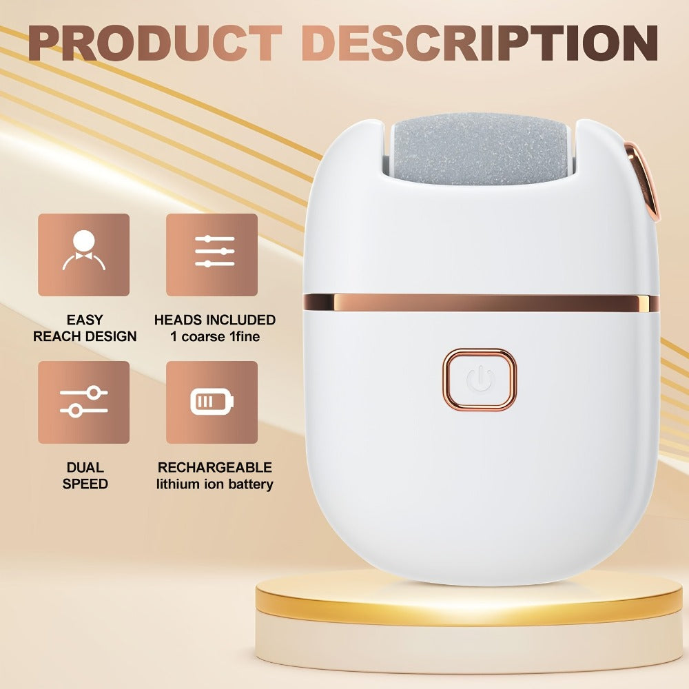 Electric Callus Remover Rechargeable Foot Grinder with 3 Replacement Heads 2 Speed Settings IPX5 Waterproof USB Charging Portable Pedicure Tool for Cracked Heels Dead Skin Women Me - product image 2