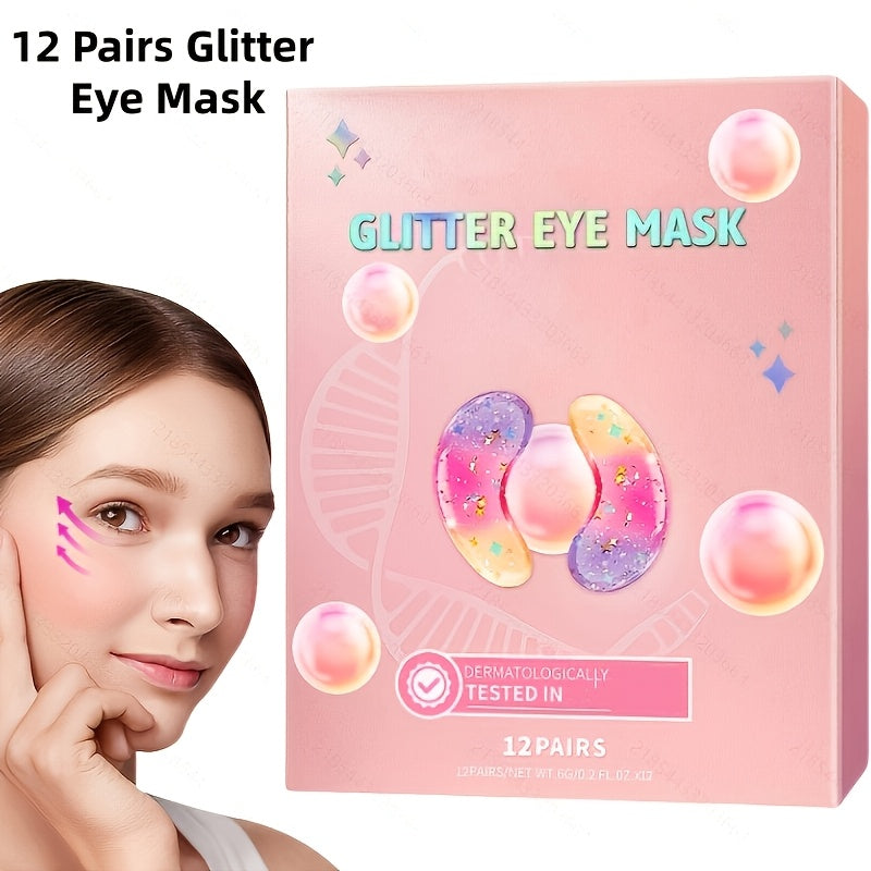 Collagen Under Eye Patches 12 Pairs Glitter Gold Gel Pads - Dark Circles Puffiness Anti-Wrinkle Moisturizing Hyaluronic Acid Eye Mask for Women All Skin Types Skincare Gift - product image 10
