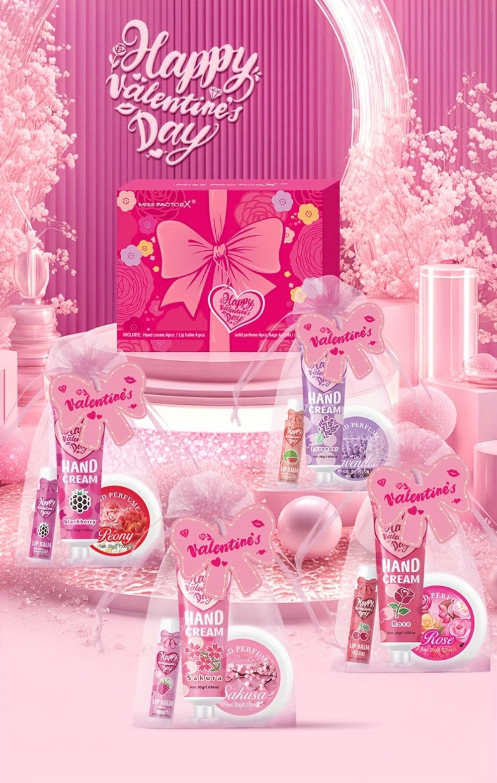 20pcs Beauty Gift Set Lip Balm Hand Cream Solid Perfume Pink Gift Bag Glossy Finish All Skin Types Holiday Party Mother's Day Wedding Bridesmaid Favors - product image 11