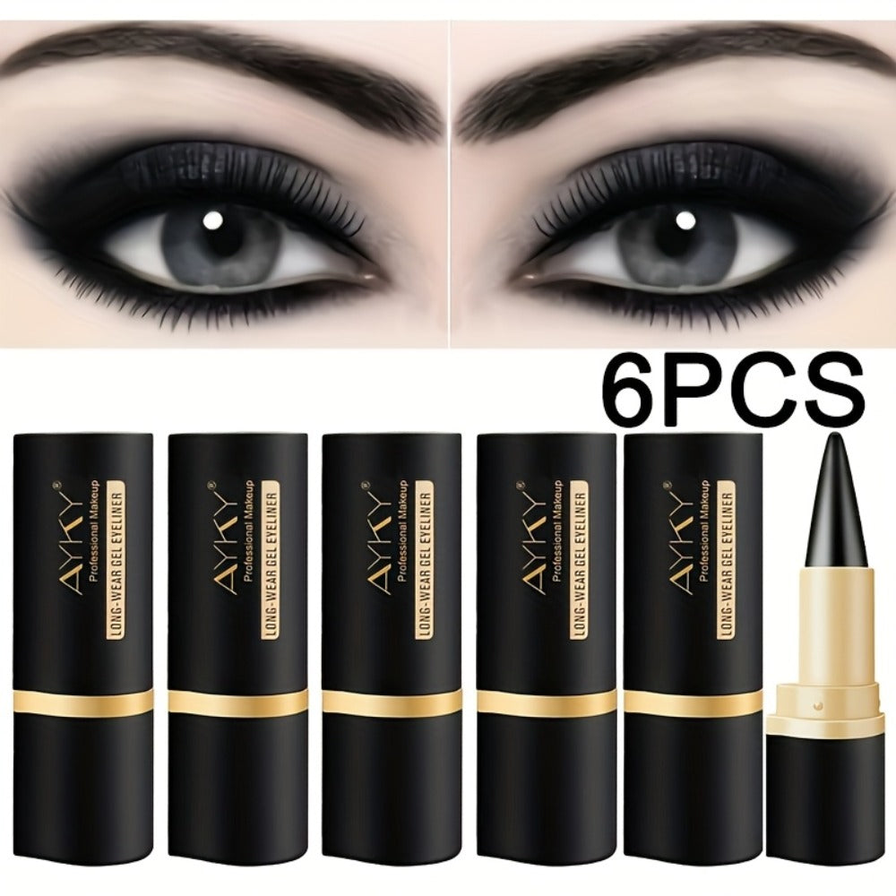 Matte Black Eyeliner Pen Set 6-Pack Waterproof Anti-Smudge Long-Lasting Cream Formula Precise Eye Liner Beginner Friendly for Women Teens Daily Wear Events - product image