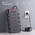 Power Strip Surge Protector 28-in-1 with 22 Widely Spaced Outlets 5 USB-A 2 USB-C Ports 2100 Joules Flat Plug Wall Mountable 6.48FT 14AWG Heavy Duty Extension Cord for Home Office - product image 13