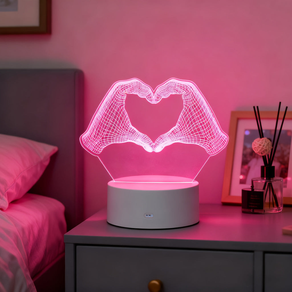 3D Heart Hands LED Night Light 16 Color Changing Optical Illusion Lamp Touch Remote Control Dimmable Bedside Table Lamp for Bedroom Valentine Gift Birthday Housewarming - product image 14