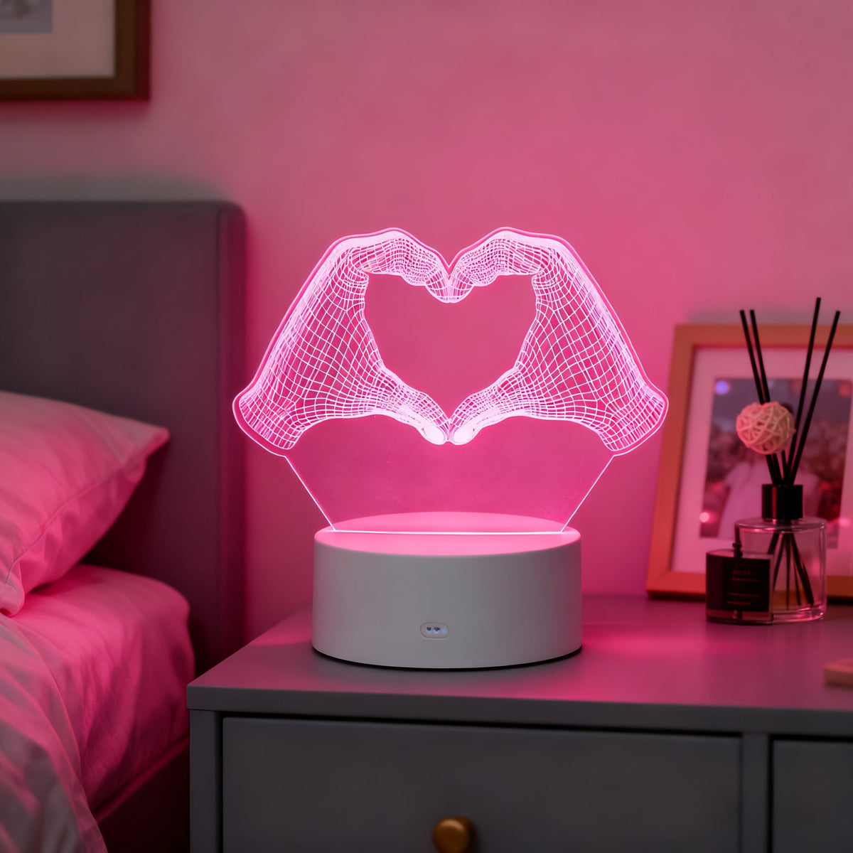3D Heart Hands LED Night Light 16 Color Changing Optical Illusion Lamp Touch Remote Control Dimmable Bedside Table Lamp for Bedroom Valentine Gift Birthday Housewarming - product image 14