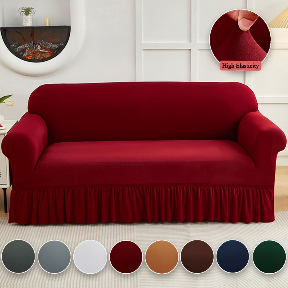Stretch Sofa Slipcover Lightweight Breathable Elastic Full Cover Skirted Design Anti-Slip Soft Cool Comfort Machine Washable for 3 4 Seater Living Room Furniture Protector - product image