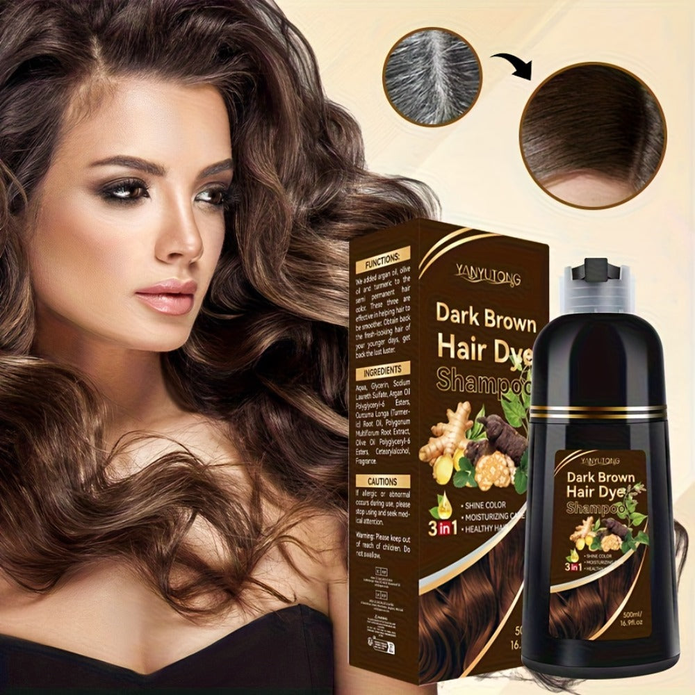 Ammonia-Free Herbal Hair Color Shampoo 3-in-1 Colors in 15 Minutes Lasts 30 Days - Semi Permanent Gray Coverage Moisturizing Cleansing Black Dark Brown Chestnut Brown Red for Women - product image 7