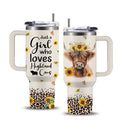 40oz Stainless Steel Tumbler with Handle and Lid | Cow Print Insulated Travel Cup for Hot & Cold Drinks, Double Wall Vacuum Tumbler for Camping, Sports - product image
